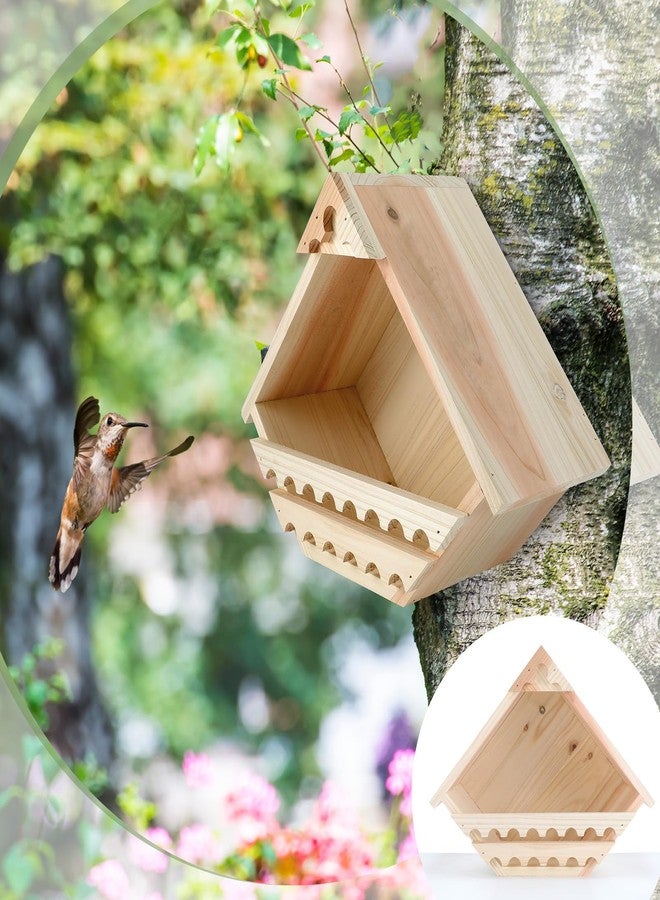 DoubleFill صندوق تعشيش حمام من خشب الأرز من دبل فيل، قطعة واحدة، بيت طيور خشبي خارجي بفتحة مثلثة، مناسب لتعشيش الحمام ووضعه على منصة للراحة، ديكور حديقة - Image 5